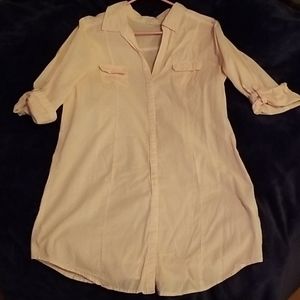 XXI Pink and White Striped Button-down Dress